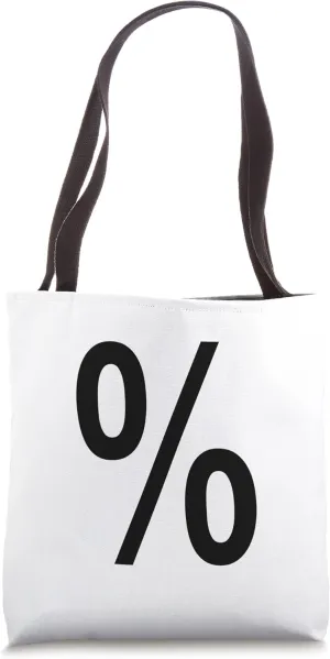 % Percentage sign, Black both sides from the Alphabet series Tote Bag