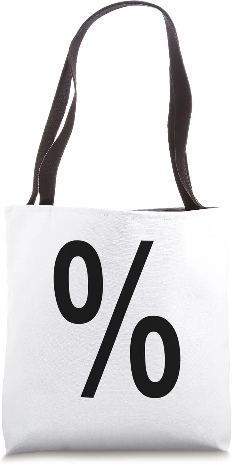 % Percentage sign, Black both sides from the Alphabet series Tote Bag