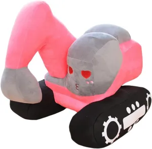 10 Inch Excavator Plush Toy,Simulation Excavator Plush Car Cartoon Construction Excavator Plushie Gifts,Gifts for Kids,Boys,Children,Birthday Gifts,Graduation Gifts, (Pink)
