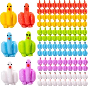 120PCS Mini Ducks, 1 Inch Colorful Funny Tiny Middle Finger Duck for Hide & Seek Prank, Resin Animals for Dollhouse Office Car Decor
