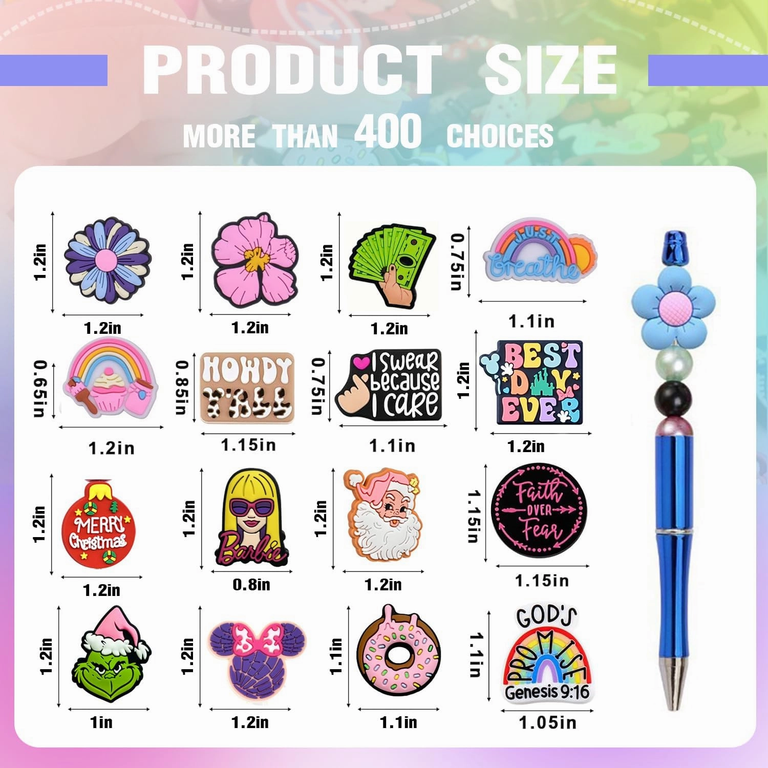 120Pcs Non-Repeat Cartoon Silicone Focal Beads for Pens,Random Cute Characters Focal Beads Bulk for Bead Pens Keychain and Crafting Supplies