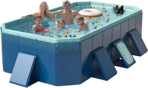 122" Non-Inflatable Foldable Swimming Pool for Family, Portable Above Ground Pool for Adults & Kids, Easy Setup for Outdoor, Backyard, Garden, Camping - Durable PVC(122"×65"×20", Std)