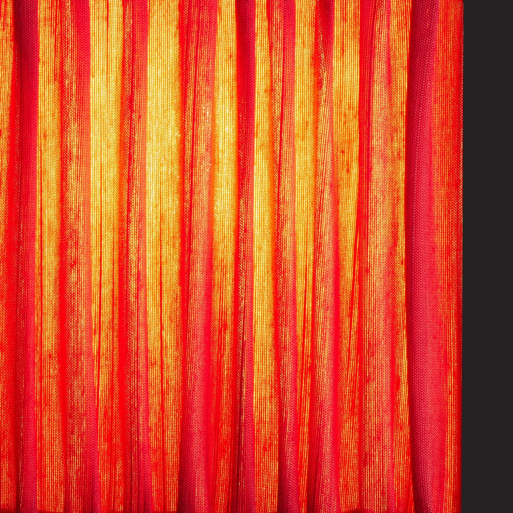12.5cm tall square gathered shade in Ruby silk with velvet tape