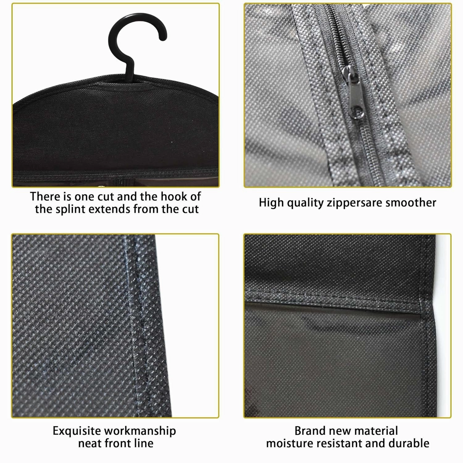 12-PCS Wig Storage Bags with Hangers – Premium Hair Extension Organizer for Multiple Wigs, 60cm x 30cm Dust-Proof Closet Savers (Black)