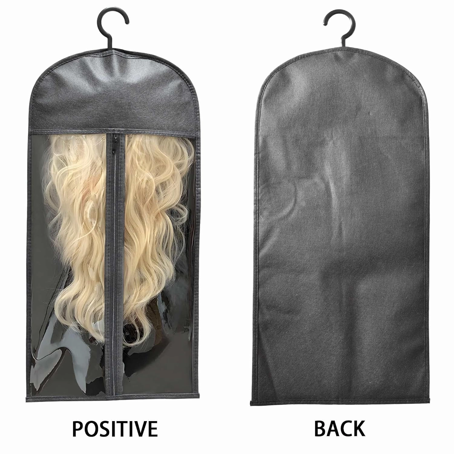 12-PCS Wig Storage Bags with Hangers – Premium Hair Extension Organizer for Multiple Wigs, 60cm x 30cm Dust-Proof Closet Savers (Black)