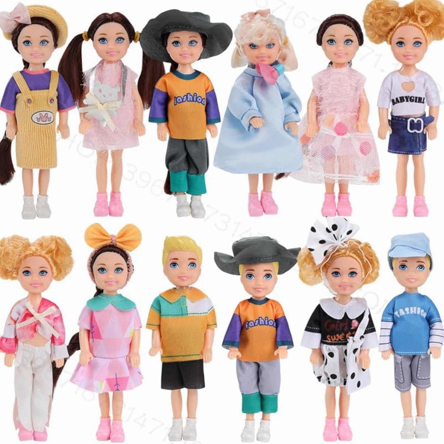 12Pcs 14cm/5.5 Inch Mini Dolls with Doll Clothes and Shoes Party Grown Outfits Doll Accessories for Kids Birthday Gifts