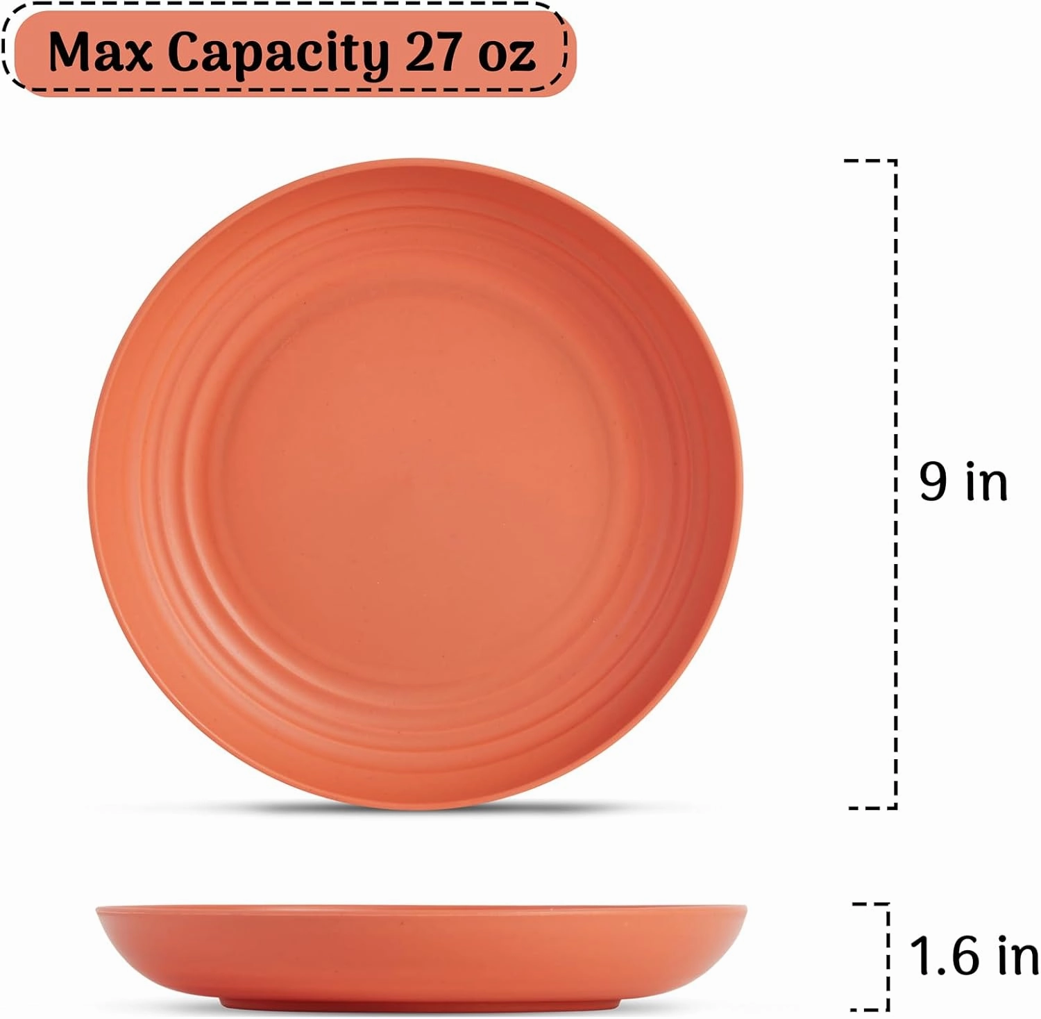 12PCS Unbreakable Dinner Plates, Dishwasher & Microwave Safe Plastic Plates Reusable, Lightweight Wheat Straw Plates for kitchen (Dopamine, 9 IN)