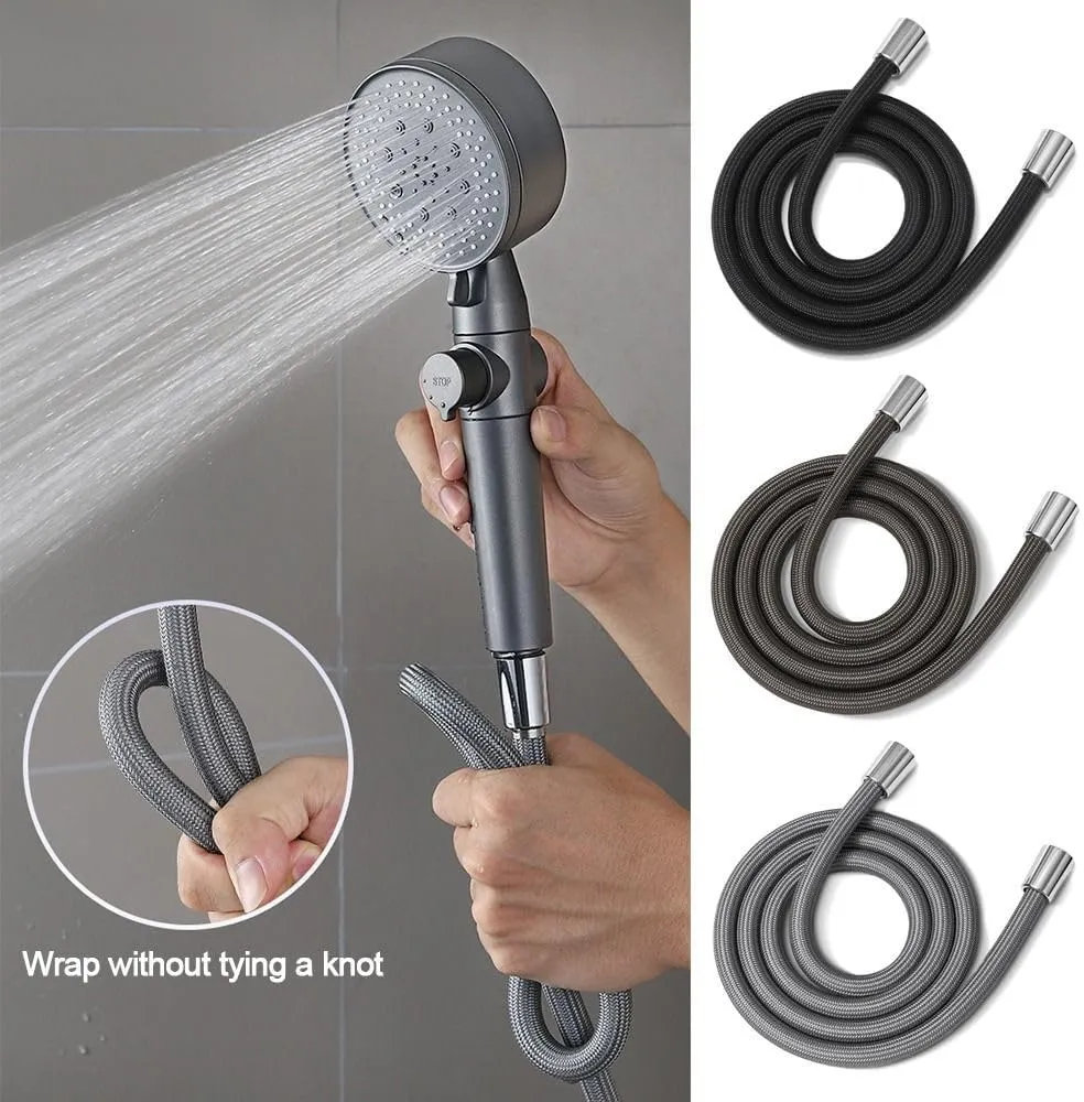 1.5/2.0 Meter Anti Winding Flexible Nylon Shower Hose GI/2 Universal Interface Bath Shower High Pressure Durable Pipe,black,2meter,1 PC