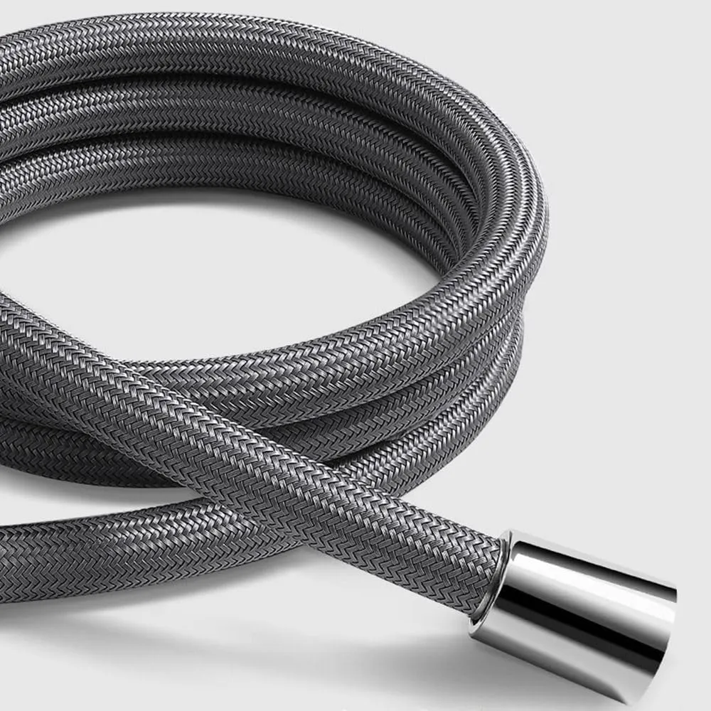 1.5/2.0 Meter Anti Winding Flexible Nylon Shower Hose GI/2 Universal Interface Bath Shower High Pressure Durable Pipe,black,2meter,1 PC