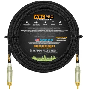 18 Foot - WBC-PRO-Quad Ultra-Silent, Ultra-Flexible, Star-Quad Center-Channel, Subwoofer Cable with Amphenol ACPR-SWH Die-Cast, Gold Plated RCA Connectors & Black Tweed Jacket – Directional Design