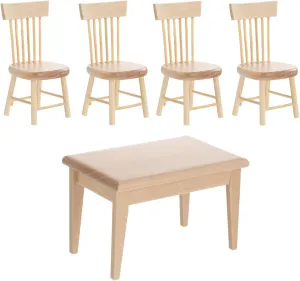 1set Miniature Oak Table Chair Set Dollhouse Furniture Accessories for Creative Decor Lifelike Design Lightweight Prop