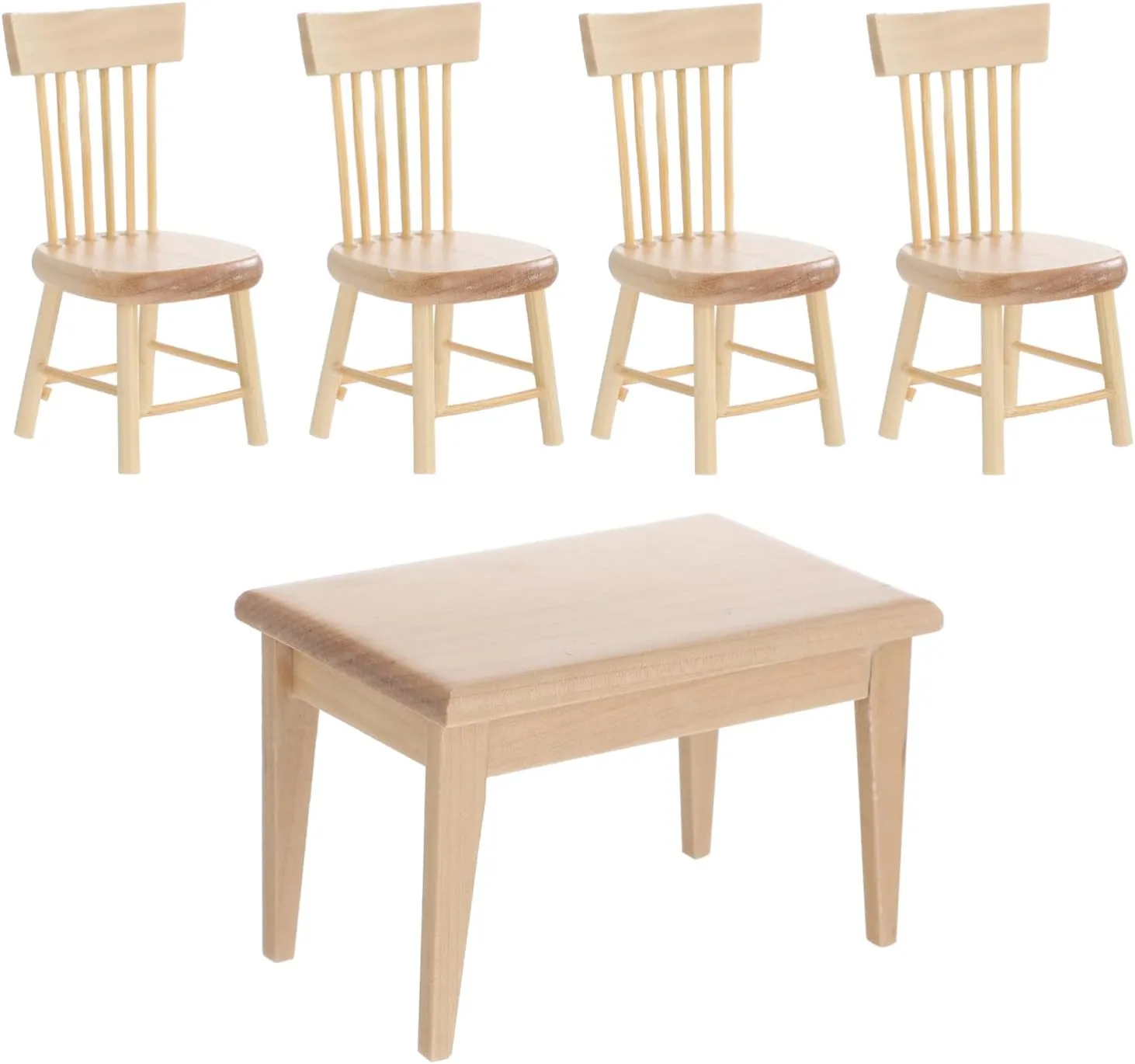 1set Miniature Oak Table Chair Set Dollhouse Furniture Accessories for Creative Decor Lifelike Design Lightweight Prop