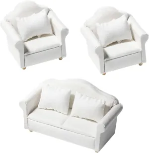 1set Miniature Sofa with Pillows Dollhouse Furniture Model for Living Room Decoration Cute Compact Design for Mini House Supplies