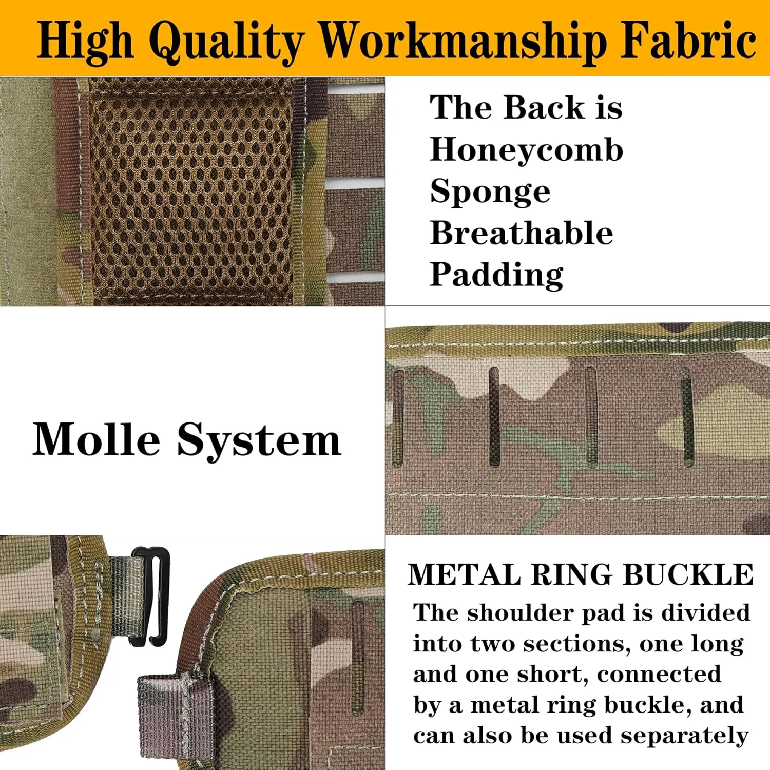 2-in-1 Tactical MOLLE Plate Carrier & Backpack Shoulder Pads - Adjustable, Padded, 500D Nylon, Durable Outdoor Gear for Men & Women