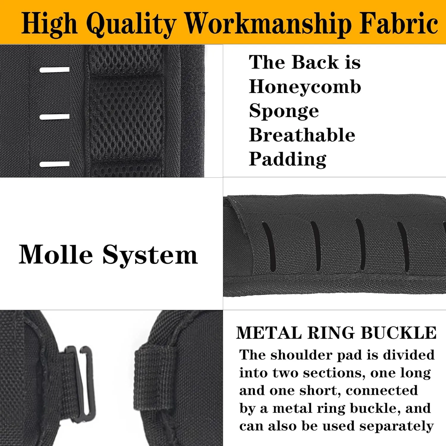 2-in-1 Tactical MOLLE Plate Carrier & Backpack Shoulder Pads - Adjustable, Padded, 500D Nylon, Durable Outdoor Gear for Men & Women