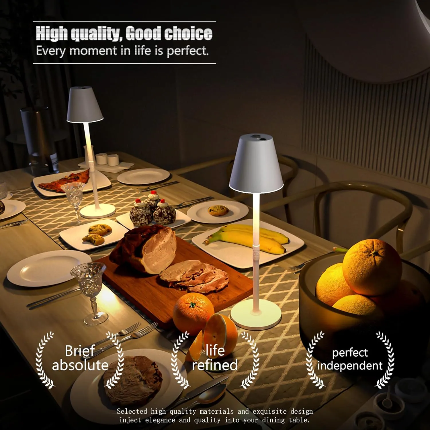 2 Pack LED CordlessTable Lamp,4000mAh Rechargeable Battery Desk lamp,3 Level Brightness Portable Light, Minimalist Design, for Couple Dinner/Coffee Table/Restaurant/Bedroom(White 2pack)