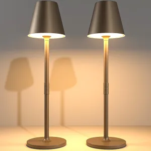 2 Pack LED CordlessTable Lamp,4000mAh Rechargeable Battery Desk lamp,3 Level Brightness Portable Night Light, Minimalist Design, for Couple Dinner/Coffee Table/Restaurant/Bedroom(2Pack Khaki)