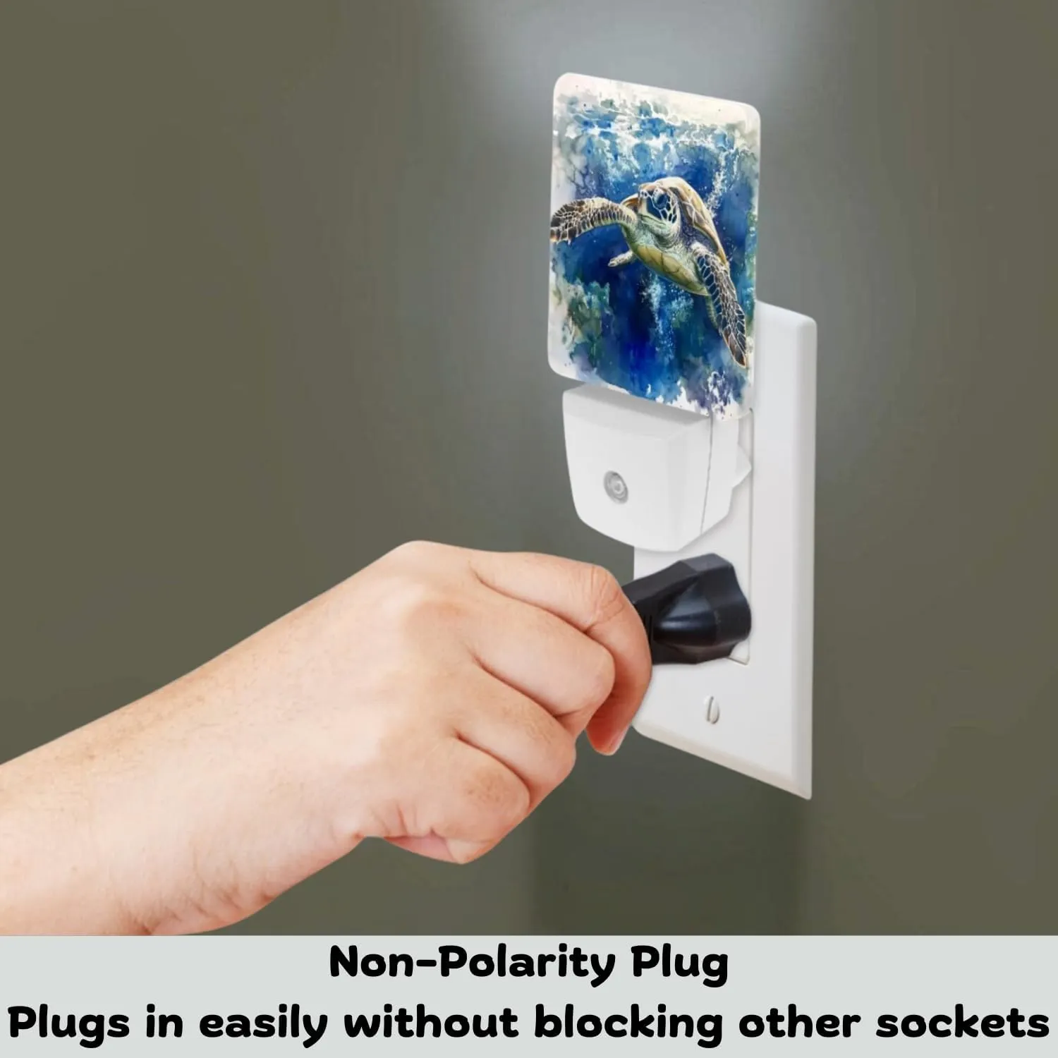 2 Pack Plug-in Night Lights - Automatic Sensor Dusk-to-Dawn LED Warm Sweet Wall Nightlight for Home, Bedroom, Kitchen, Hallway (Blue Sea Turtle)