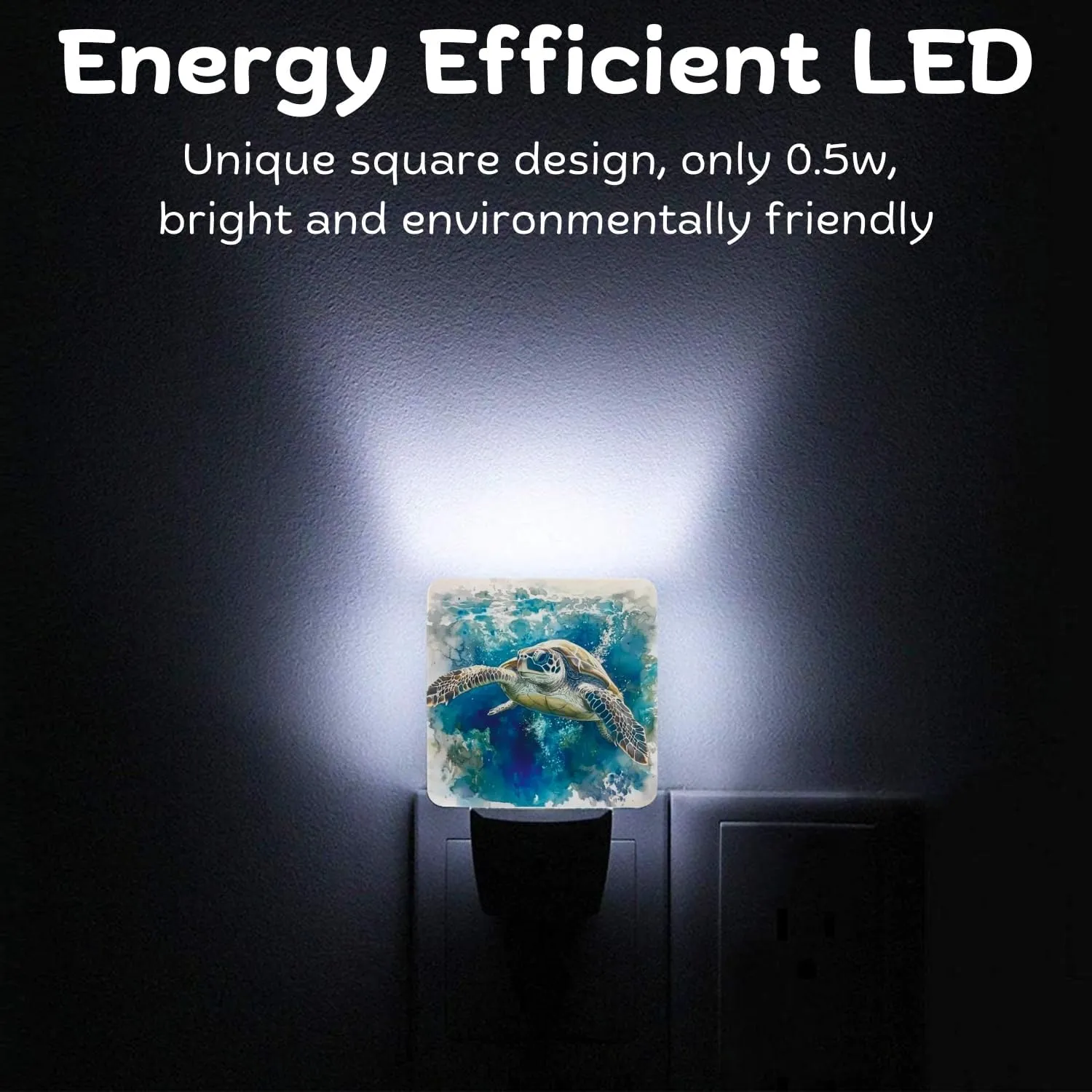 2 Pack Plug-in Night Lights - Automatic Sensor Dusk-to-Dawn LED Warm Sweet Wall Nightlight for Home, Bedroom, Kitchen, Hallway (Blue Sea Turtle)