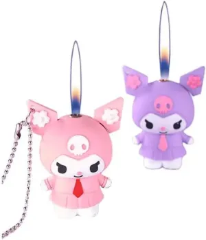 2 Pieces Kawaii Doll Windproof Refillable Lighter Cute Cartoon Gas Lighter with Necklace Chain for Gift, Pack of 2 at Random(Butane Gas Not Included)