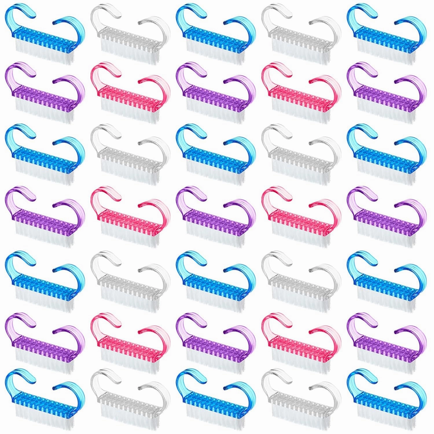200 Pcs Handle Grip Nail Brush Fingernail Scrub Cleaning Cleaner Nail Brushes Scrubber Bulk for Men Women Hands Feet Toes and Nails Pedicure, 4 Colors