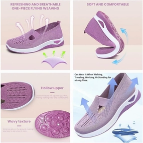 2024 New Women's Woven Breathable Soft Sole Shoes - Non-Slip Walking Slip on Diabetic Foam Shoes, Lightweight Comfort Platform Mesh Slip in Sneakers Arch Support