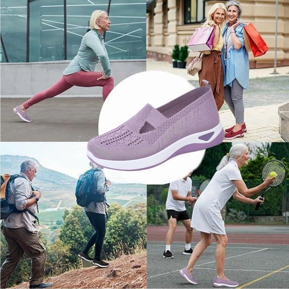2024 New Women's Woven Breathable Soft Sole Shoes - Non-Slip Walking Slip on Diabetic Foam Shoes, Lightweight Comfort Platform Mesh Slip in Sneakers Arch Support