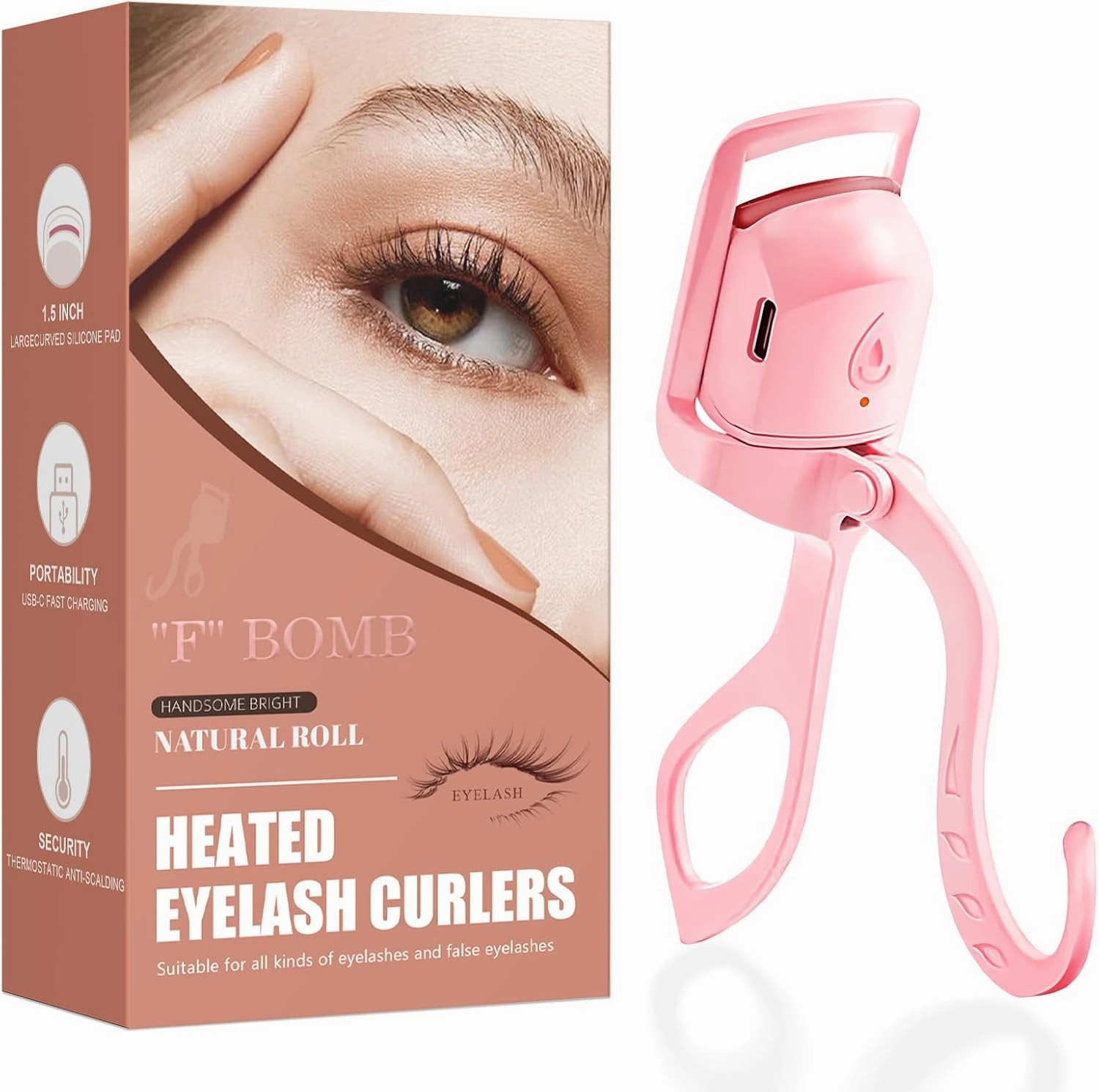 2025 C-Shaped Heated Eyelash Curler Fast Heat Up in 5s - Rechargeable Electric Eyelash Curler for 24H Long Lasting Curls - Safe Anti-Burn Lash Curler Elevate Your Beauty with Stunning Lashes