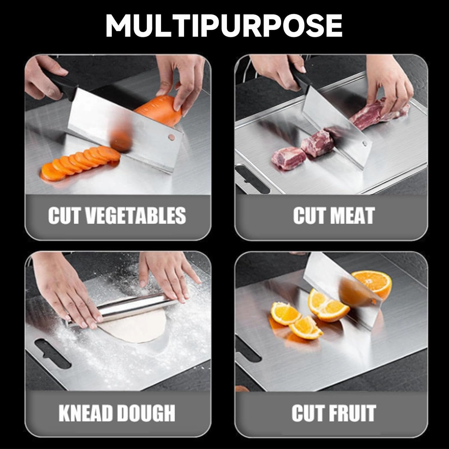 2025 New 100% Pure Titanium Cutting Board with Grooves, Double Sided, Meat, Fruit and Vegetable Cutting Board, Dishwasher Safe (11 * 15 IN)