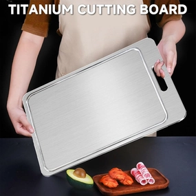 2025 New 100% Pure Titanium Cutting Board with Grooves, Double Sided, Meat, Fruit and Vegetable Cutting Board, Dishwasher Safe (11 * 15 IN)
