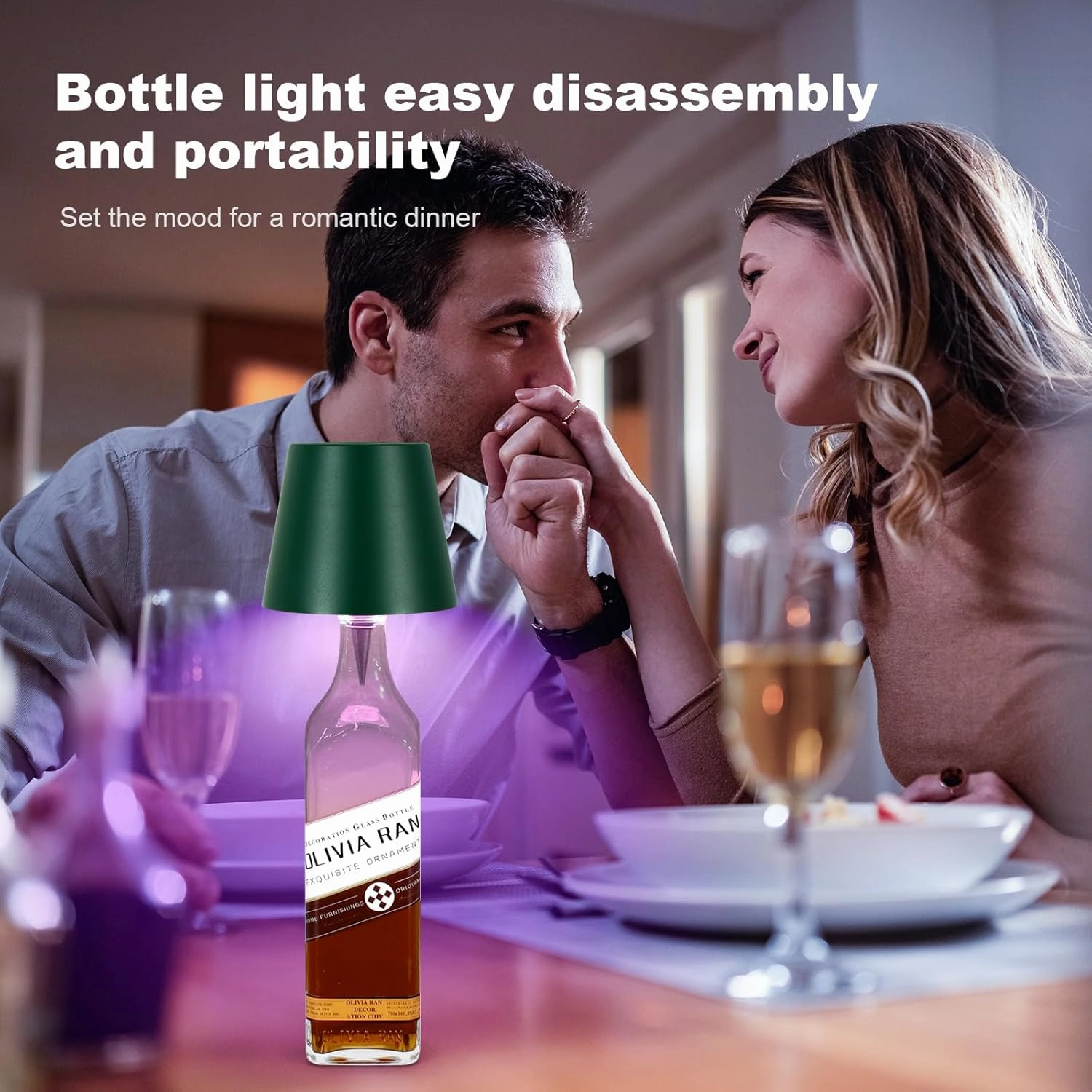 2025 New Wireless Bottle Lamp,RGB LED Bottle Light with Remote(RGB Dark Green, 1pc)
