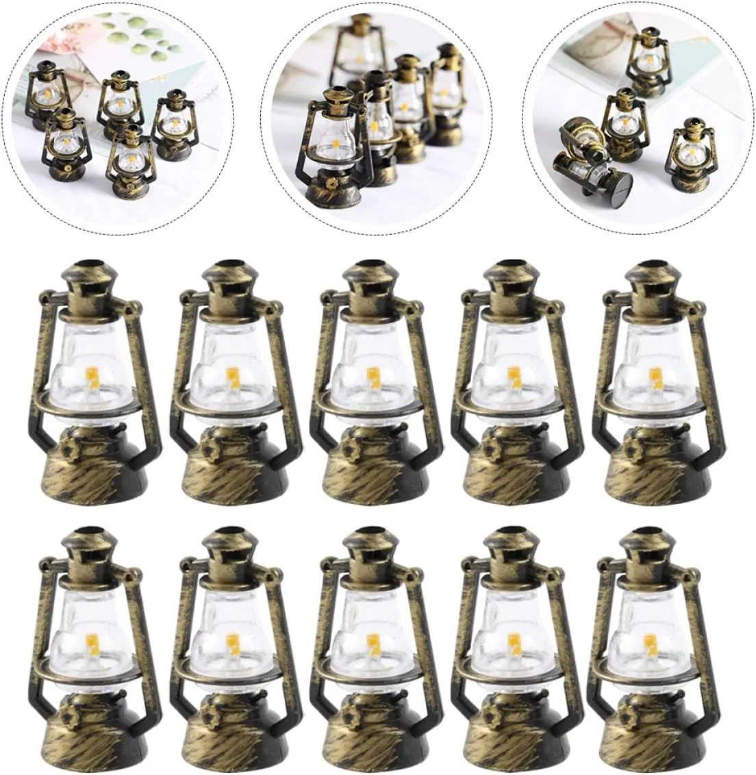 20pcs Retro Kerosene Lamps Doll House Ornament Miniature Lights for Creative Landscape Decor for Boys and Girls Room and Projects