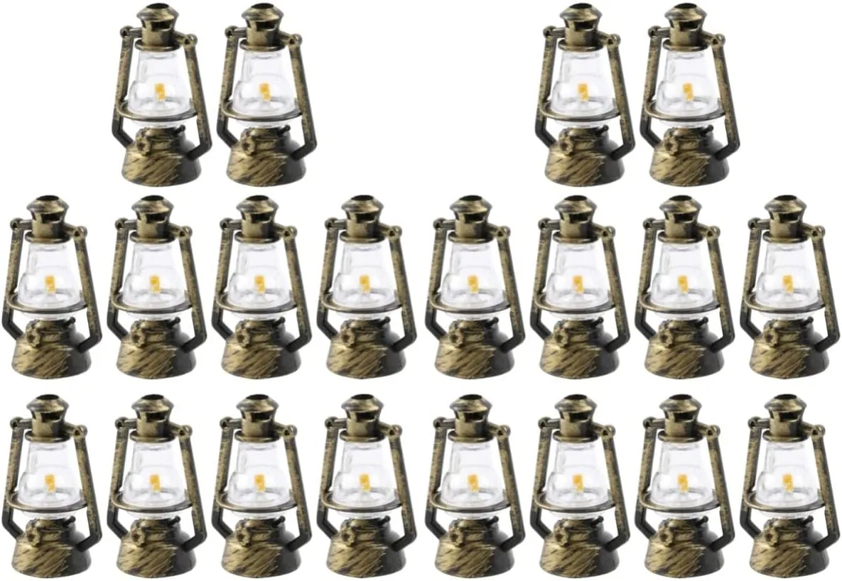 20pcs Retro Kerosene Lamps Doll House Ornament Miniature Lights for Creative Landscape Decor for Boys and Girls Room and Projects