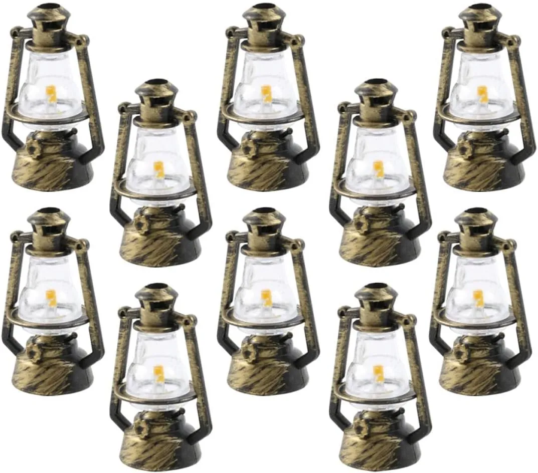 20pcs Retro Kerosene Lamps Doll House Ornament Miniature Lights for Creative Landscape Decor for Boys and Girls Room and Projects