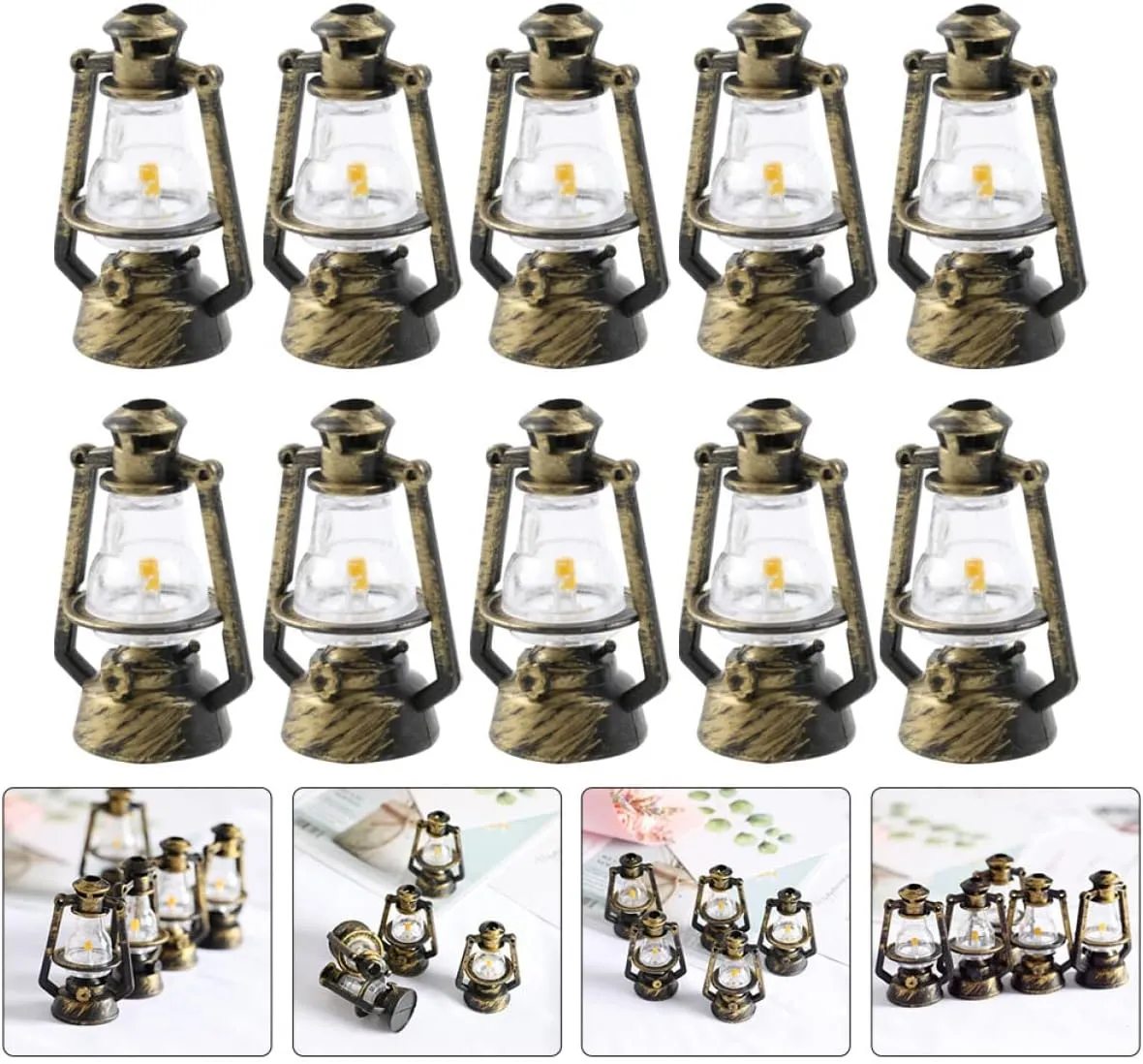 20pcs Retro Kerosene Lamps Doll House Ornament Miniature Lights for Creative Landscape Decor for Boys and Girls Room and Projects