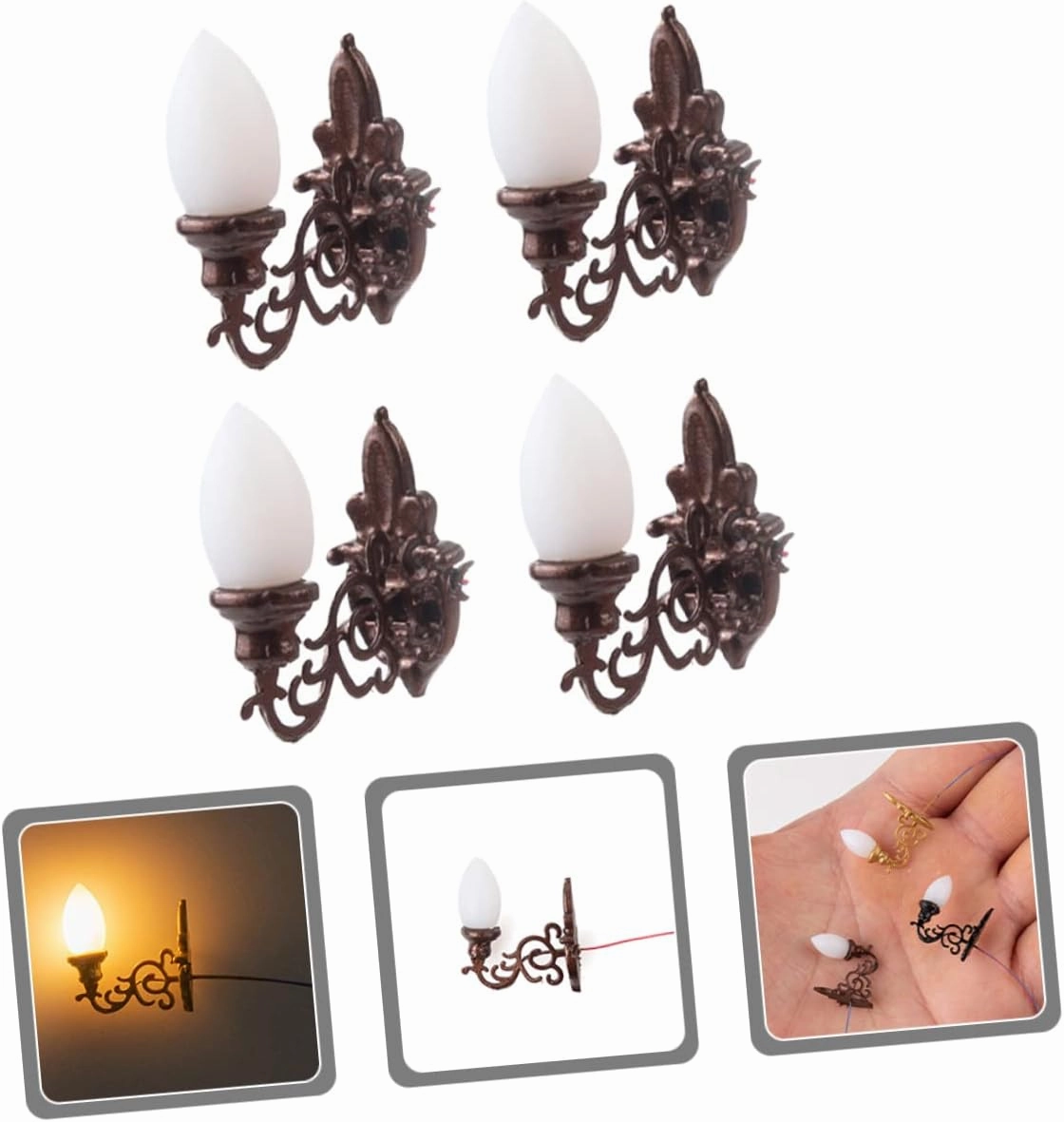 20pcs Mini Wall Lamp for Sand Table Decor Antique Bronze Warm Light for Mini House and Landscaping Projects