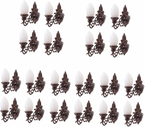 20pcs Mini Wall Lamp for Sand Table Decor Antique Bronze Warm Light for Mini House and Landscaping Projects