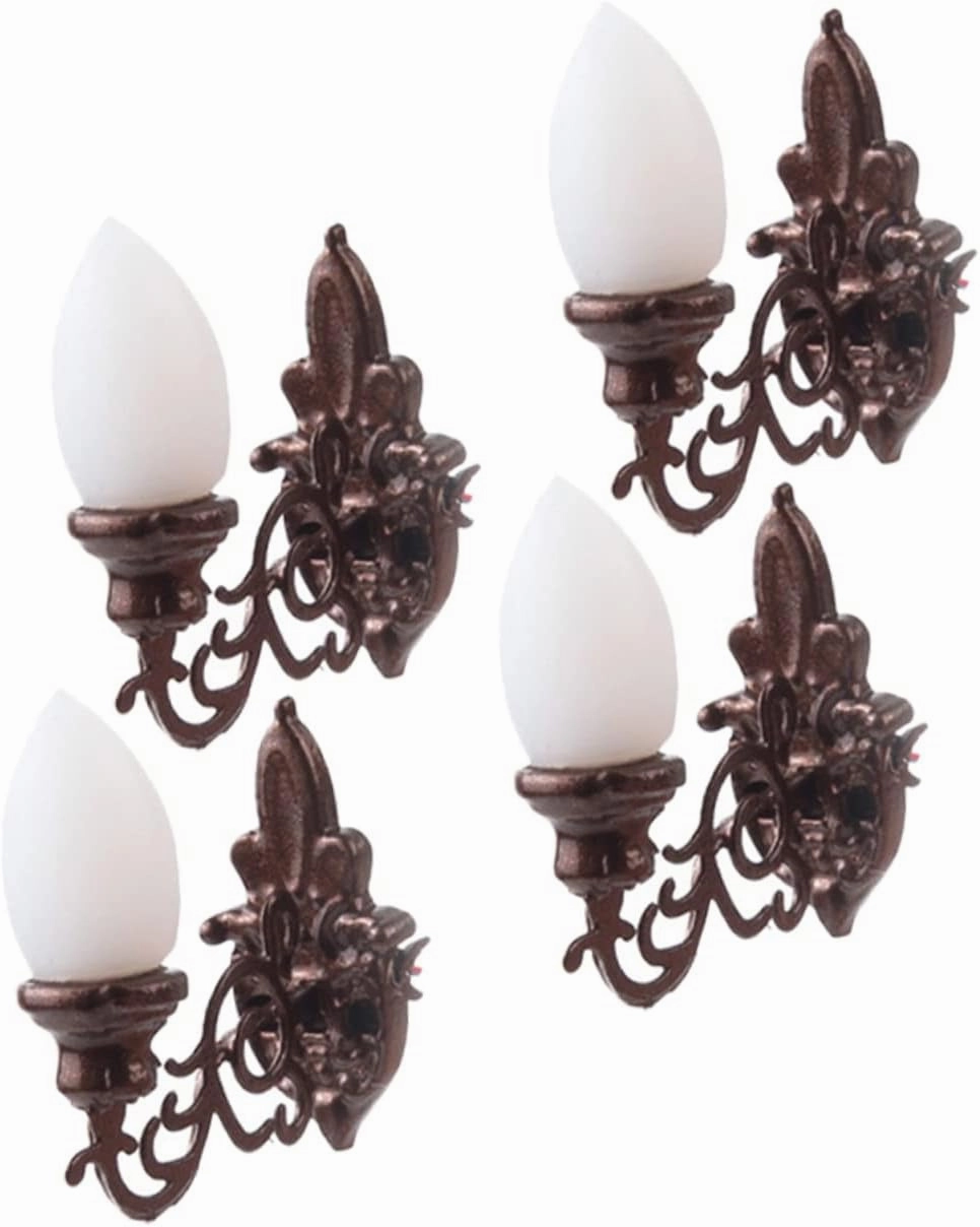 20pcs Mini Wall Lamp for Sand Table Decor Antique Bronze Warm Light for Mini House and Landscaping Projects