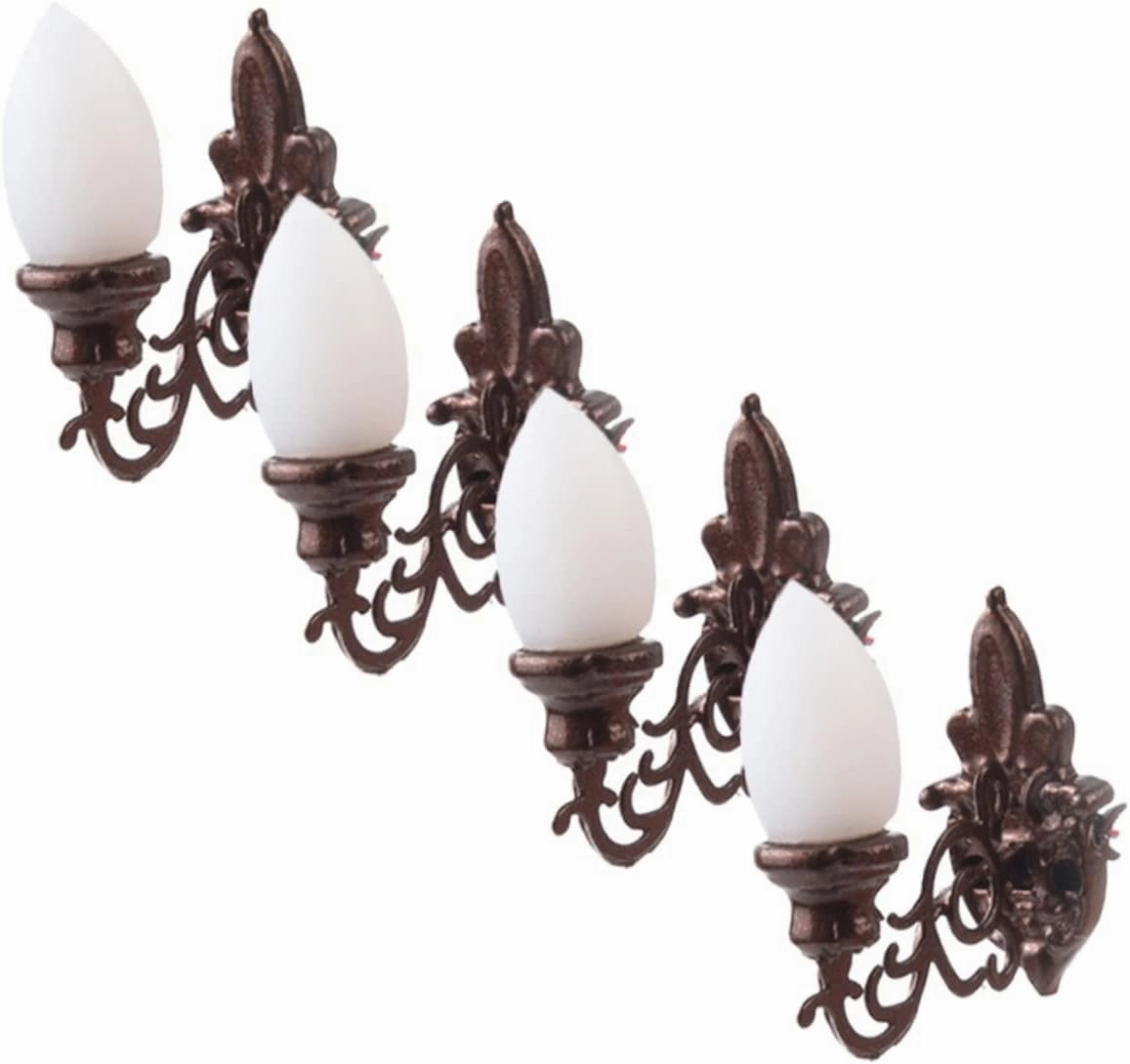 20pcs Mini Wall Lamp for Sand Table Decor Antique Bronze Warm Light for Mini House and Landscaping Projects