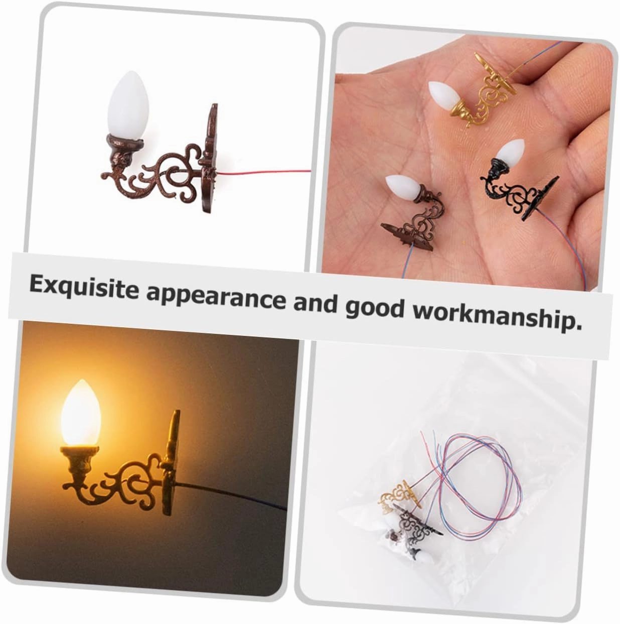 20pcs Mini Wall Lamp for Sand Table Decor Antique Bronze Warm Light for Mini House and Landscaping Projects