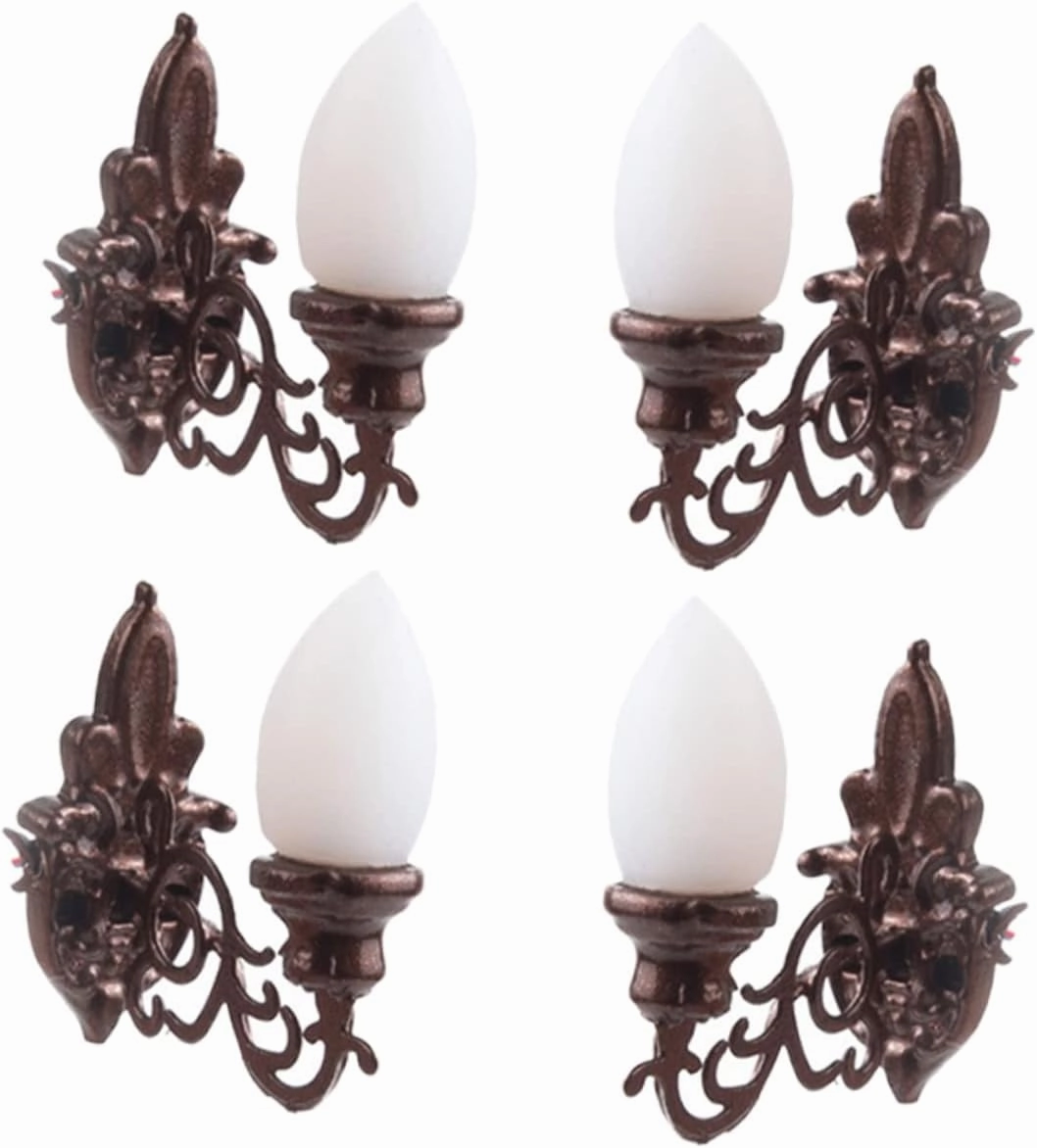 20pcs Mini Wall Lamp for Sand Table Decor Antique Bronze Warm Light for Mini House and Landscaping Projects