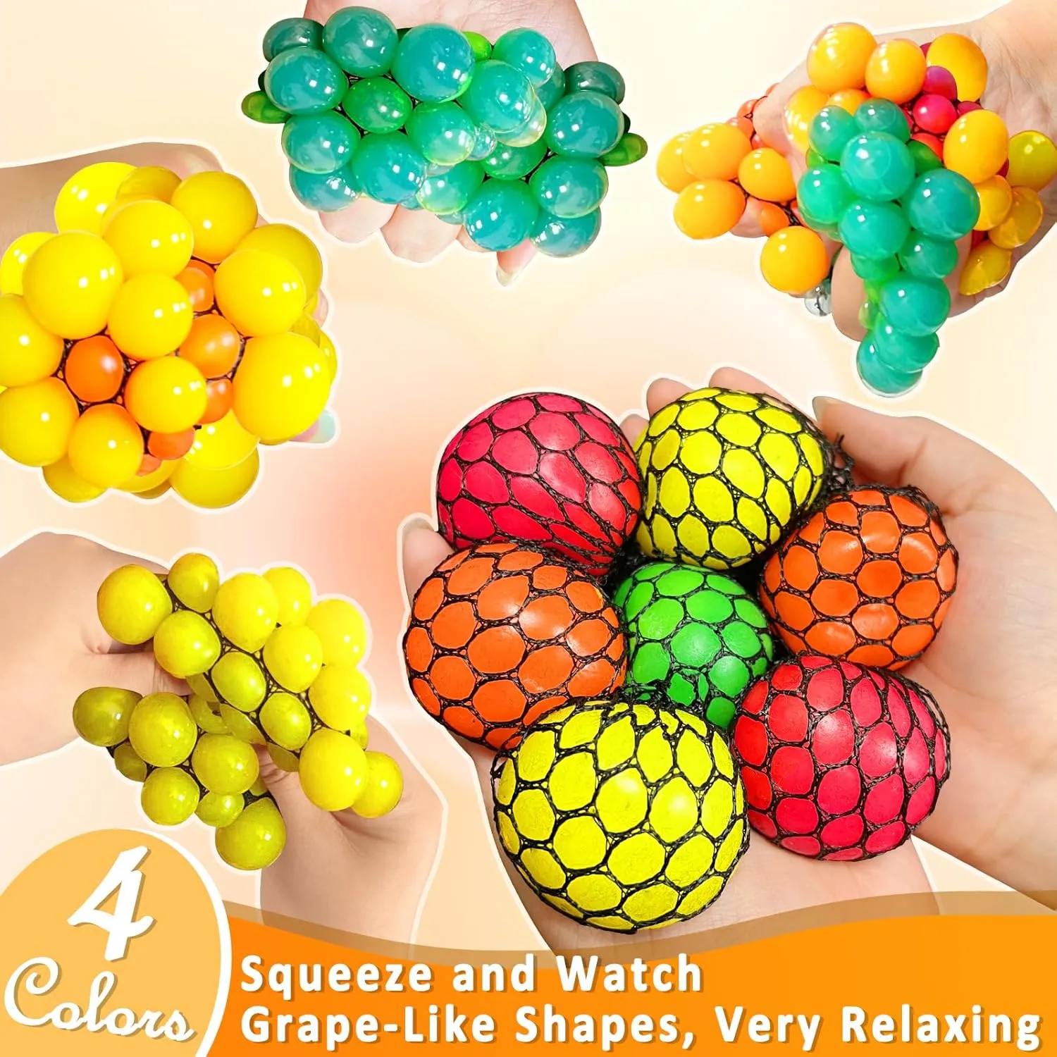 24 Pack Stress Balls Set Fidget Toys for Adults, Squishy Toys, Stress Relief Toys Squeeze Balls Bulk for Kids Adults Classroom Prize,Party Favors,Birthday Gift, Goodie Bag Stuffers Hand Exercise Balls