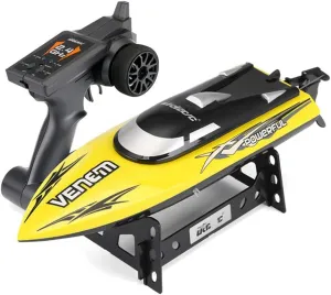 2.4G Wireless Remote Control Boat High Speed Racing Rowing Electric RC Boat Speed 25KM/H Charging Yacht Waterproof Speedboat Outdoor Water Toys Children's Gifts (Yellow)