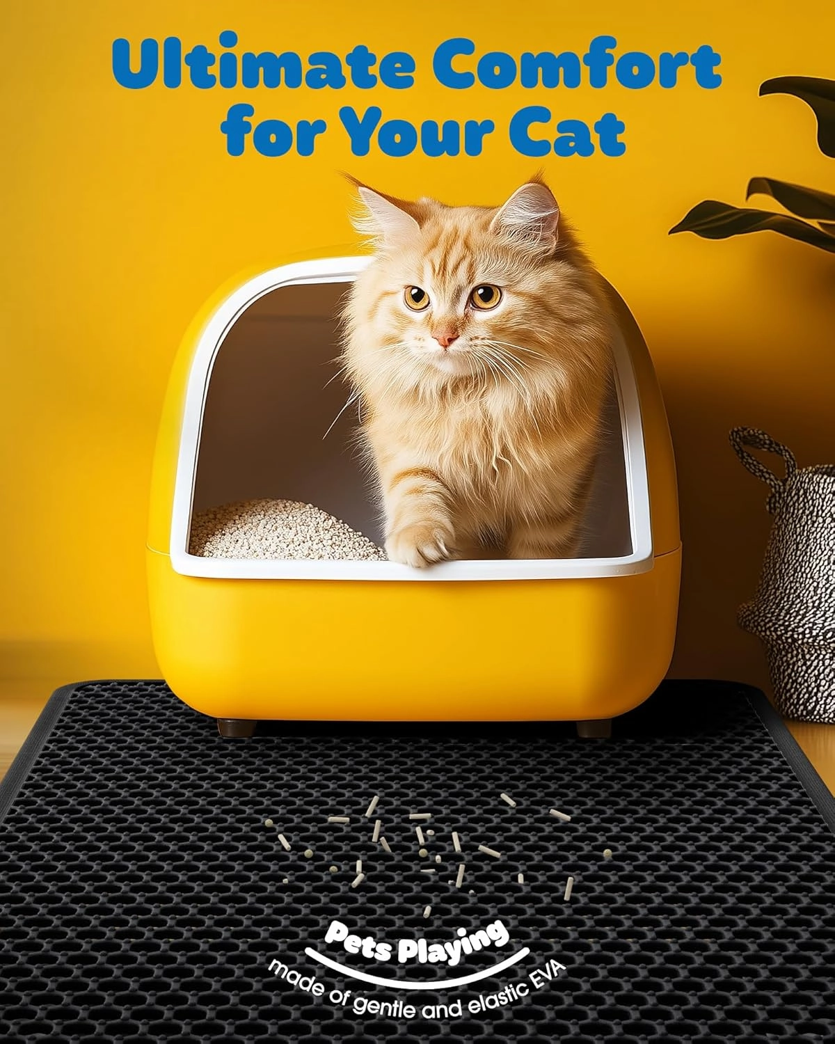 27" x 19" Cat Litter Mat - Ultra-Large Litter Box Mat with Double Layers, Urine-Proof and Non-Slip Litter Trapping Mat, Easy to Clean Kitty Litter Mats for Floor, Scatter Control, Black