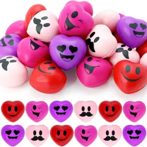 28 Pcs Valentine's Day Heart Stress Balls 1.5"*1.5" Mini Heart Shape Stress Ball Valentines Day Gifts for Kids Classroom School Valentine Gift Exchange Valentines Party Favor