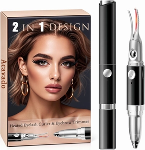 2 in 1 Heated Eyelash Curlers and Eyebrow Trimmer for Women, Electric Eyelash Curler with 2 Temperature Modes Anti-Burn USB Rechargeable Heated Eyelash Curler, Perfect Christmas Gift for Women BH417