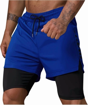 2 in 1 Running Shorts for Men Workout Gym Athletic Shorts Quick Dry Lightweight Training Shorts with Pockets Joggers
