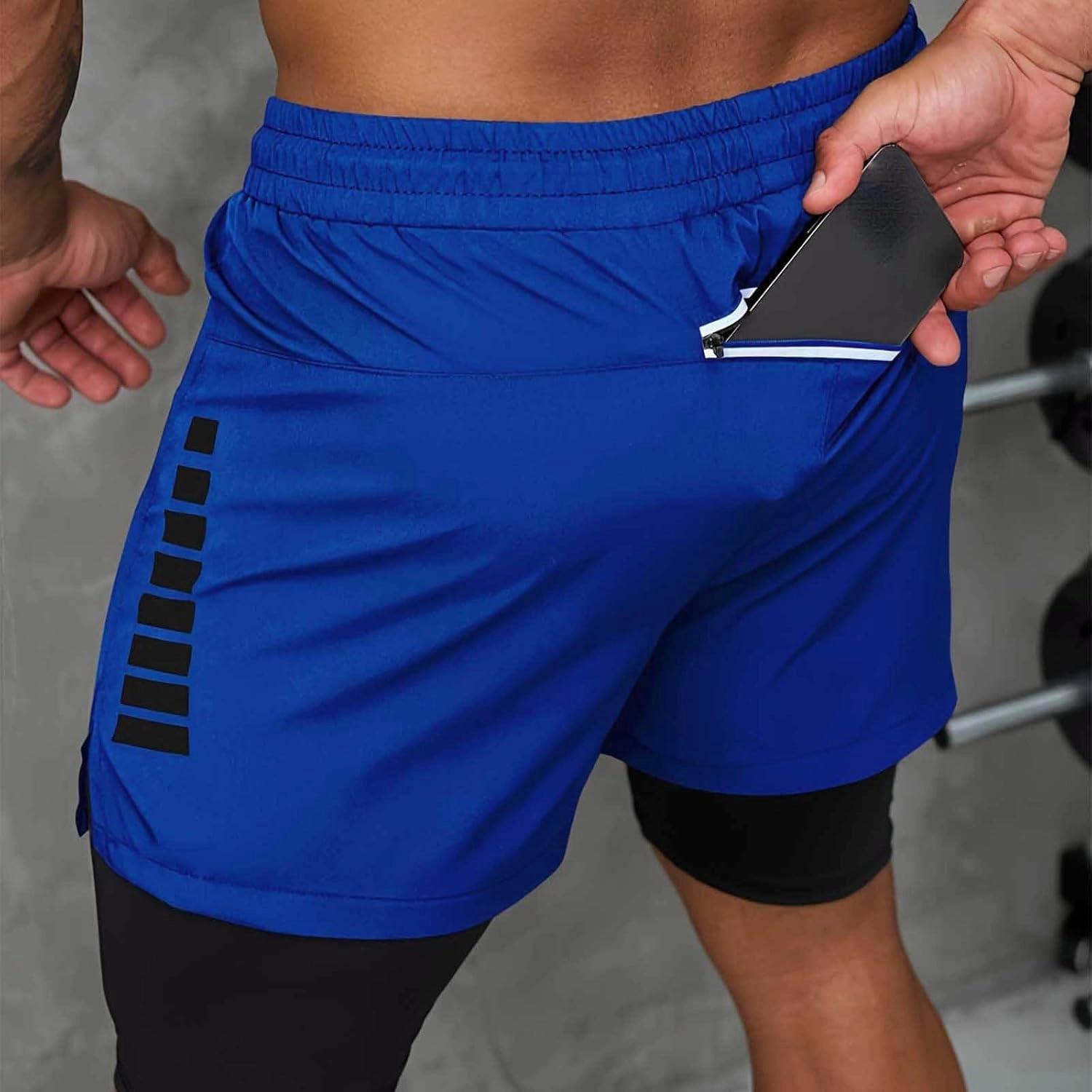 2 in 1 Running Shorts for Men Workout Gym Athletic Shorts Quick Dry Lightweight Training Shorts with Pockets Joggers