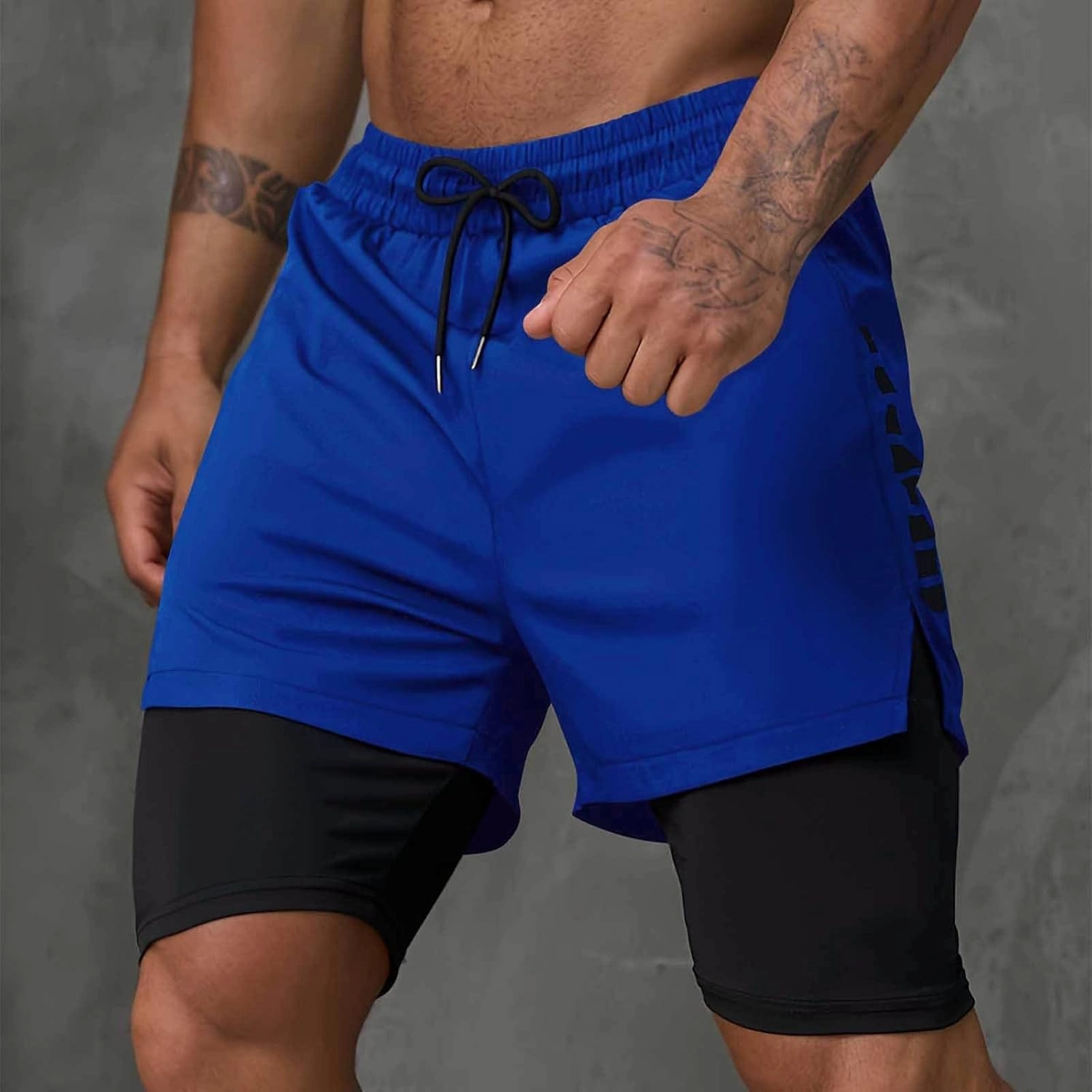 2 in 1 Running Shorts for Men Workout Gym Athletic Shorts Quick Dry Lightweight Training Shorts with Pockets Joggers