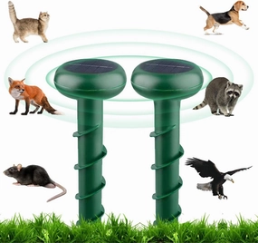 2 Packs Solar Powered Mole Repellent, Sonic Mouse Deterrent Pest, Rodents, Sankes, Squirrels Out of Garden, Yard, Farm
